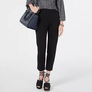 🆕️ Michael Kors Pull On Petite Slit Ankle Cropped High Waist Dress Pants Black
